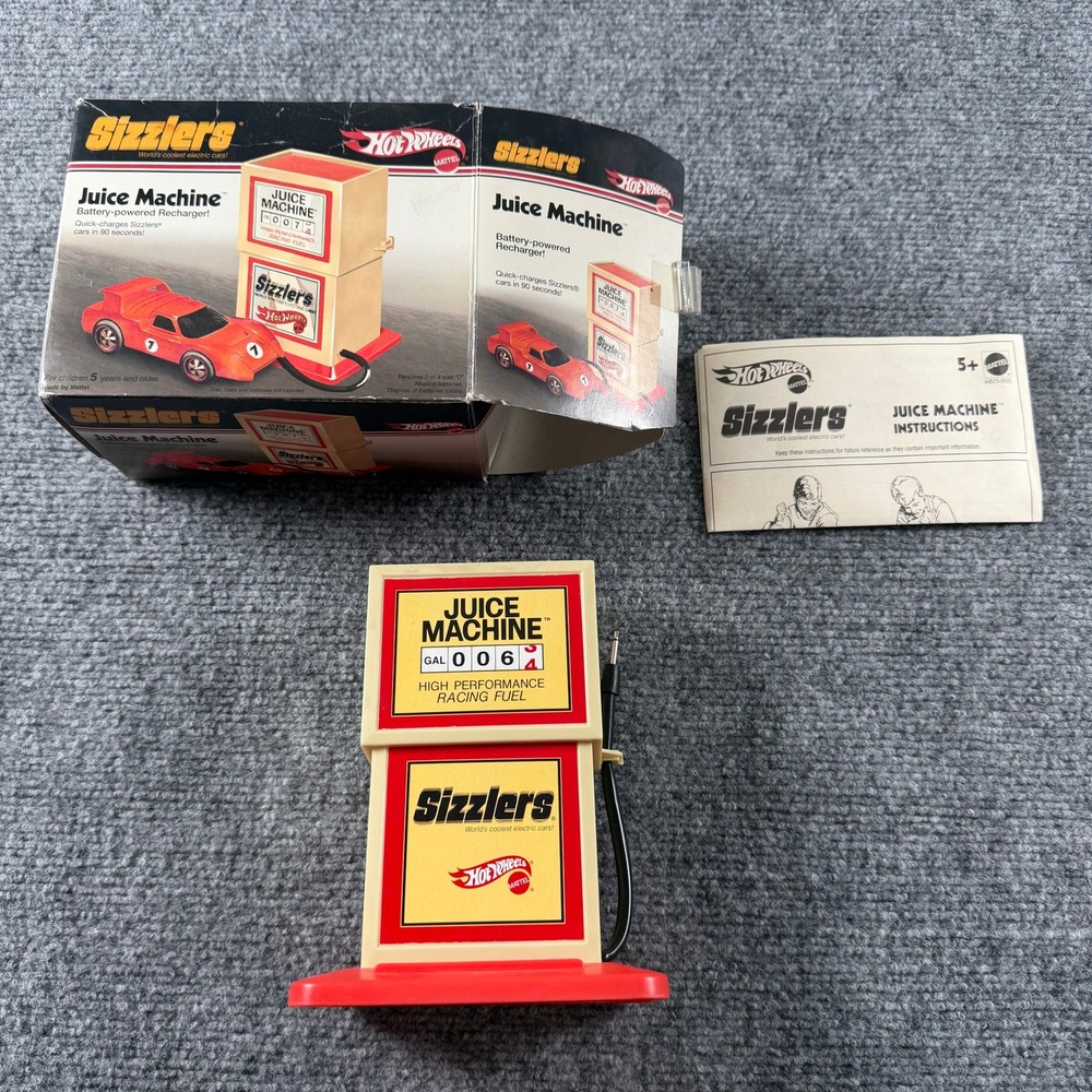 Hot Wheels Sizzlers Juice Machine Cream Red Recharger Vintage Toy Box